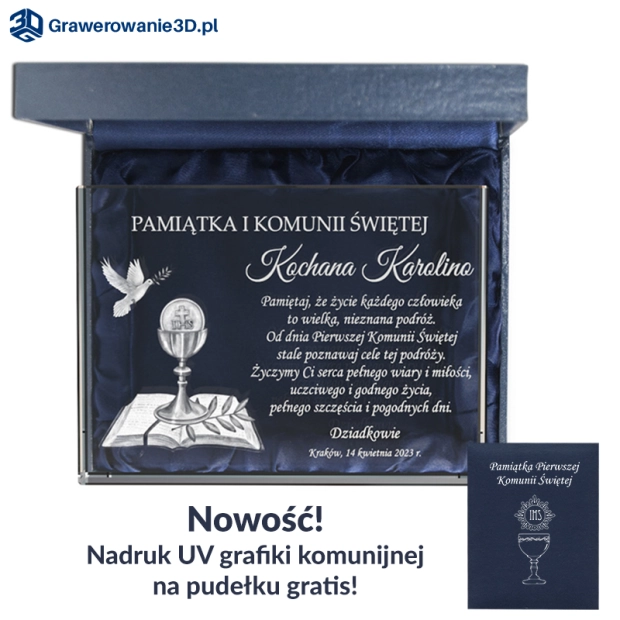 Wyjątkowa kryształowa statuetka na komunię z personalizacją